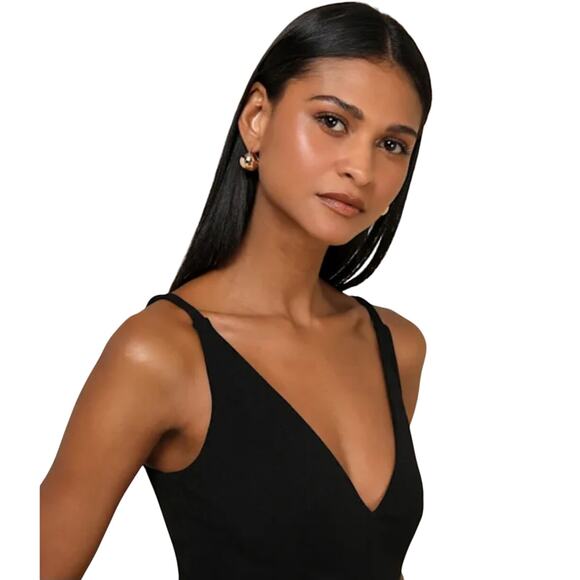 Lulu's Melora black sleeveless maxi dress Size Small formal minimalist wedding - Picture 3 of 13